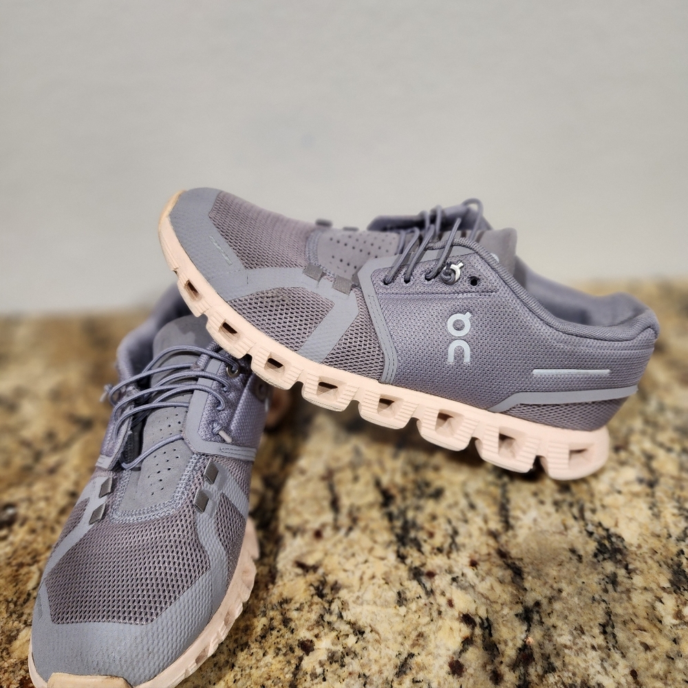 On Running Cloud Sneakers in Gray and Peach